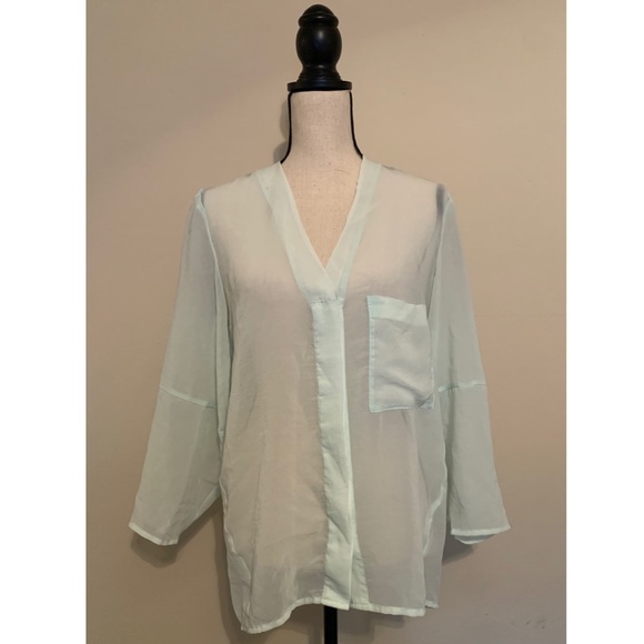 H&M Sheer Mint Blouse - Picture 1 of 7